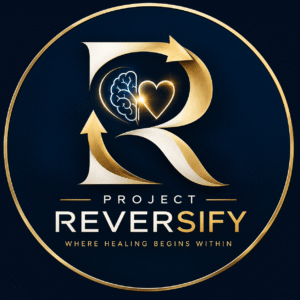 Reversify logo featuring a stylized letter R formed by circular arrows representing health transformation and disease reversal
